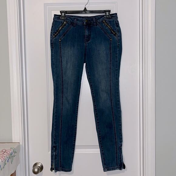 Cache Zipper Ankle Skinny Jeans - Picture 1 of 10
